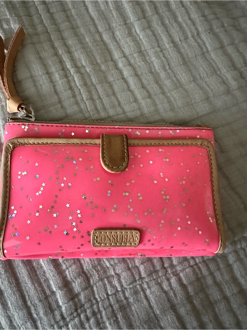 Consuela Shine Slim Wallet - Hot Pink with Tan Trim - Picture 5 of 9